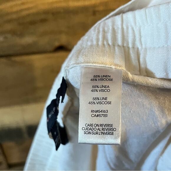 Calvin Klein White Tie Waist Linen Shorts Size Medium - Picture 7 of 9